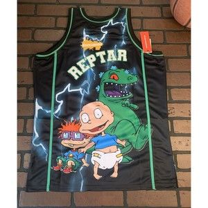 RUGRATS REPTAR BLACK/BLUE Headgear Classics Basketball Jersey ~Never Worn~ XL‎